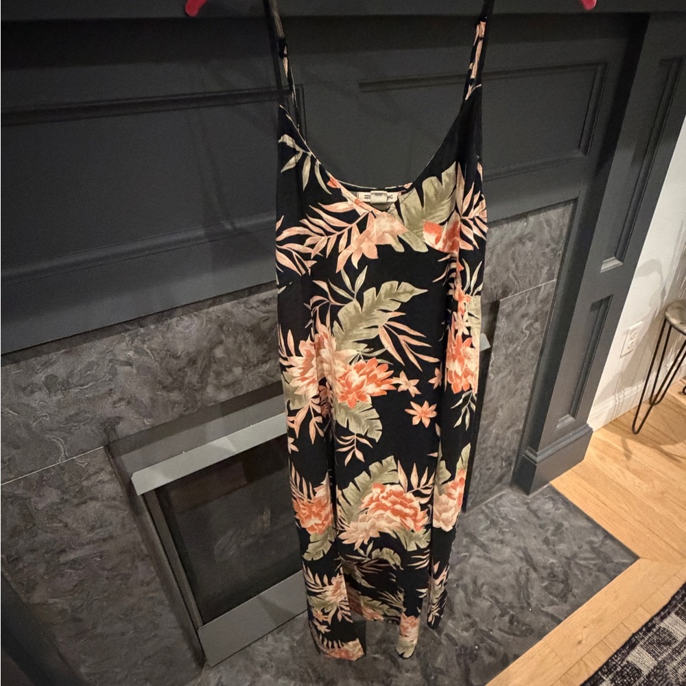 Billabong Black and Orange Floral Dress Medium pre loved - Picture 3 of 12